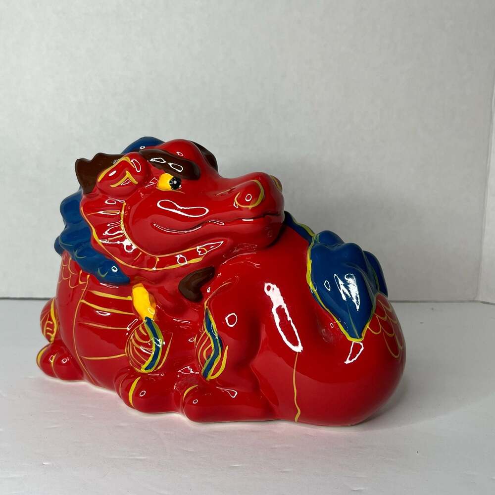 Wells Fargo Promotional Ceramic Red Dragon Coin Bank